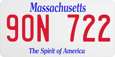 MA license plate 9ON722
