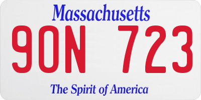 MA license plate 9ON723