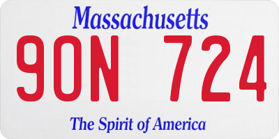 MA license plate 9ON724