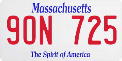 MA license plate 9ON725