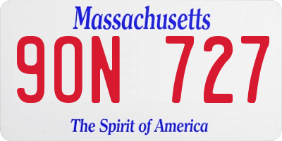 MA license plate 9ON727