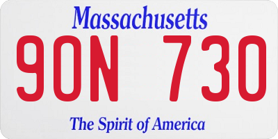 MA license plate 9ON730