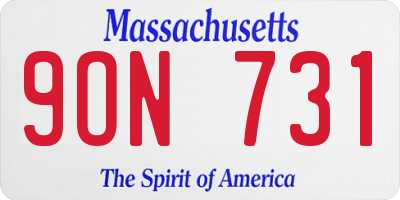 MA license plate 9ON731