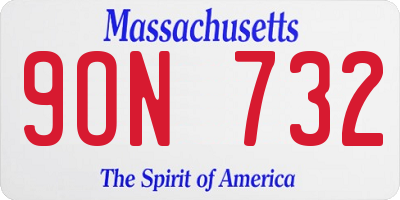 MA license plate 9ON732