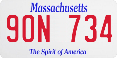 MA license plate 9ON734