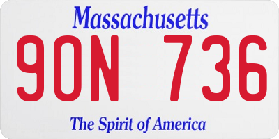 MA license plate 9ON736