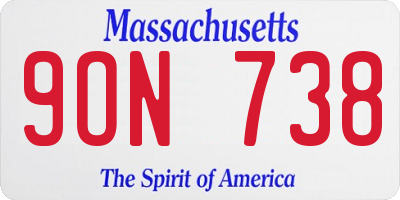MA license plate 9ON738
