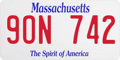 MA license plate 9ON742