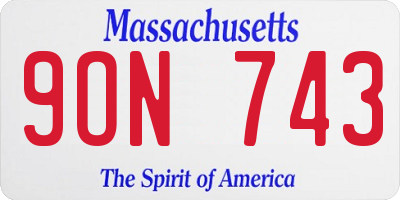 MA license plate 9ON743