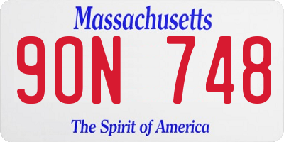 MA license plate 9ON748
