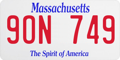 MA license plate 9ON749