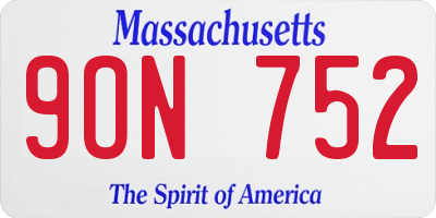 MA license plate 9ON752