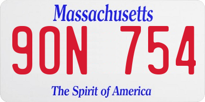 MA license plate 9ON754