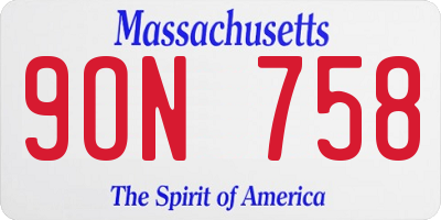 MA license plate 9ON758