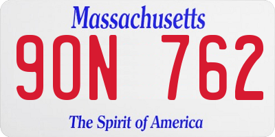 MA license plate 9ON762