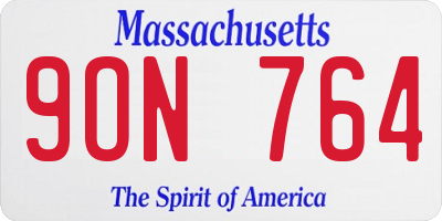 MA license plate 9ON764