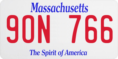 MA license plate 9ON766