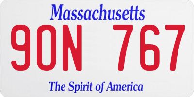 MA license plate 9ON767