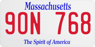 MA license plate 9ON768
