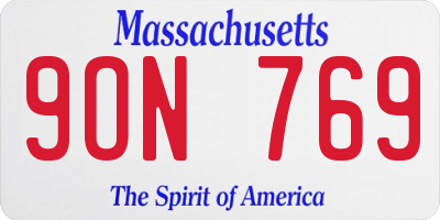 MA license plate 9ON769