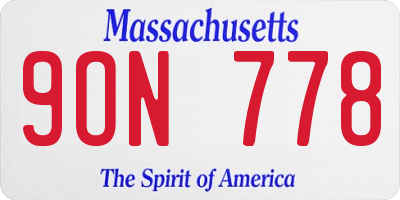 MA license plate 9ON778