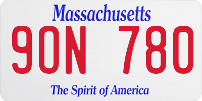 MA license plate 9ON780