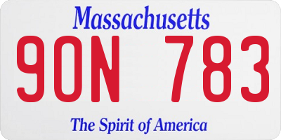 MA license plate 9ON783
