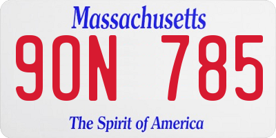 MA license plate 9ON785