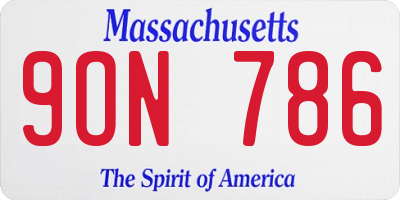 MA license plate 9ON786