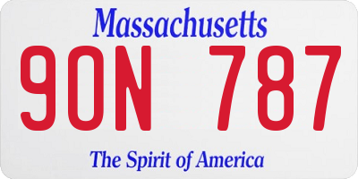 MA license plate 9ON787