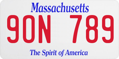 MA license plate 9ON789