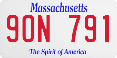 MA license plate 9ON791