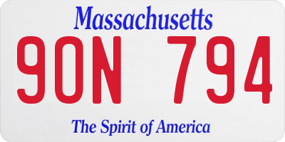 MA license plate 9ON794