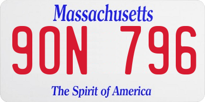 MA license plate 9ON796