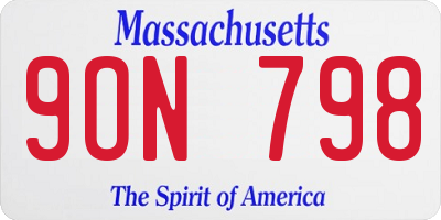 MA license plate 9ON798