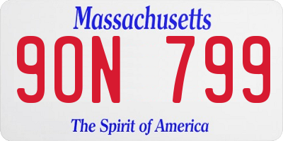 MA license plate 9ON799