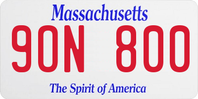 MA license plate 9ON800