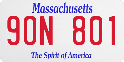 MA license plate 9ON801
