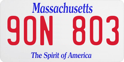 MA license plate 9ON803