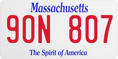 MA license plate 9ON807