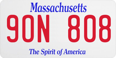 MA license plate 9ON808