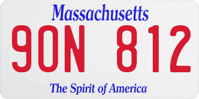 MA license plate 9ON812