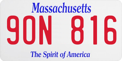 MA license plate 9ON816