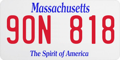 MA license plate 9ON818
