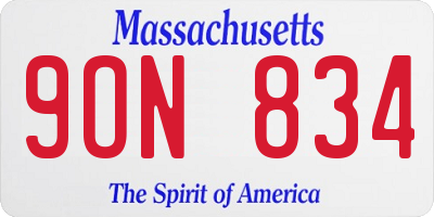 MA license plate 9ON834