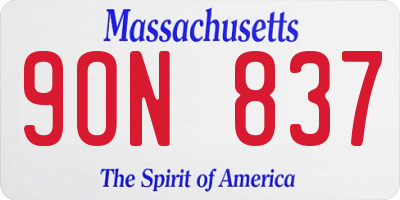 MA license plate 9ON837