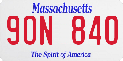 MA license plate 9ON840