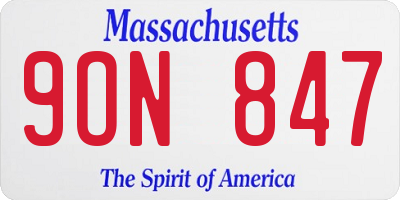 MA license plate 9ON847