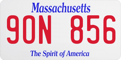MA license plate 9ON856
