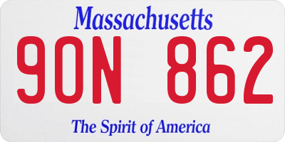 MA license plate 9ON862